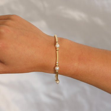 Gold Pearl Ball Bar Bracelet